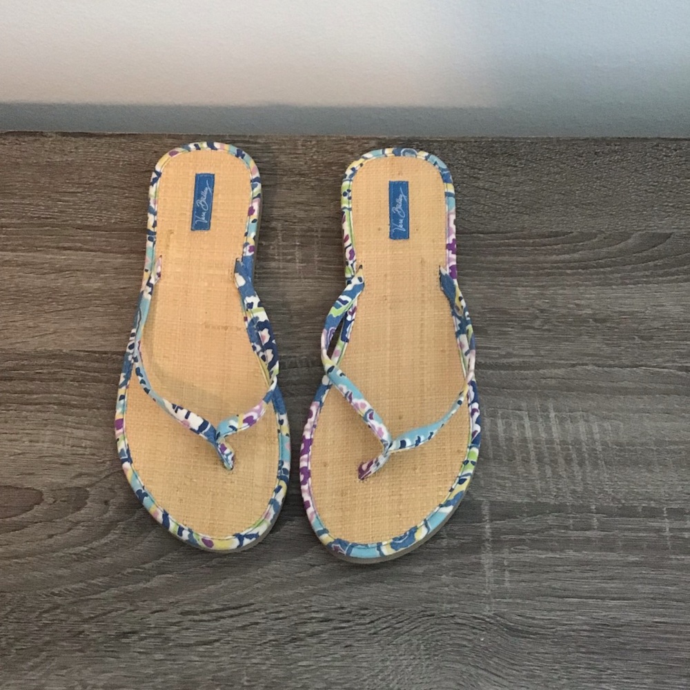 Vera Bradley Retired Tropical Blue Flip Flop Sandals Size Large (9-10)